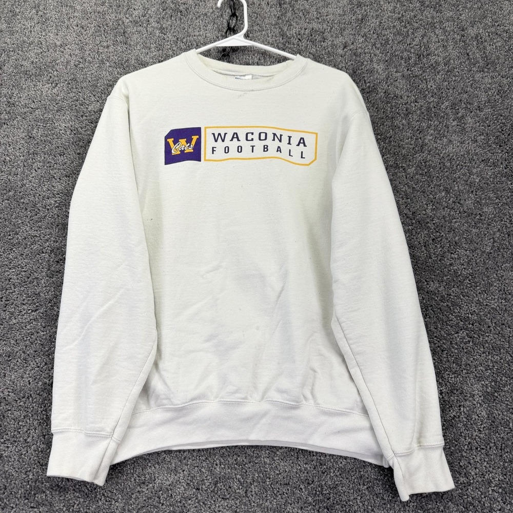Waconia Football Sweatshirt Mens Medium White Football Port & Company Crewneck
